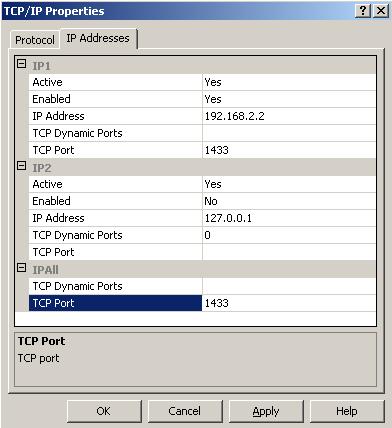 Sql Server port assignment configuration