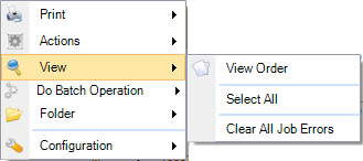 Open orders actions menu, view options 